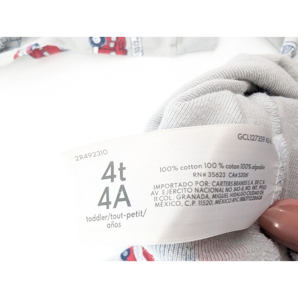 Carters 100% Cotton Pajama Lot of 4 Snug Fit Pairs Fire Trucks Bears Size 4t-5T - Picture 13 of 13